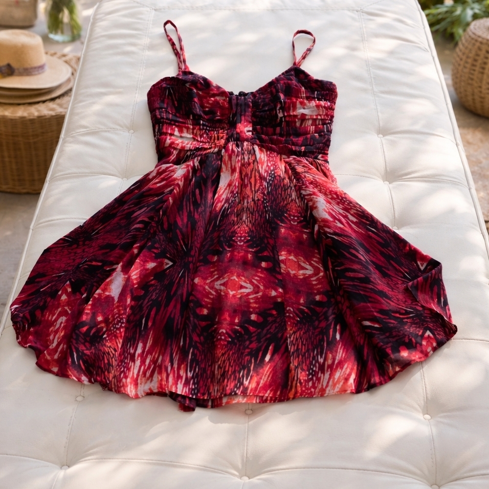 bebe Red and Black Casual Dress